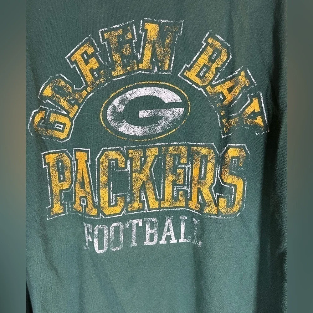 NFL Green Bay Packers green ls tshirt gray waffle Y2K vibe sz XL grunge